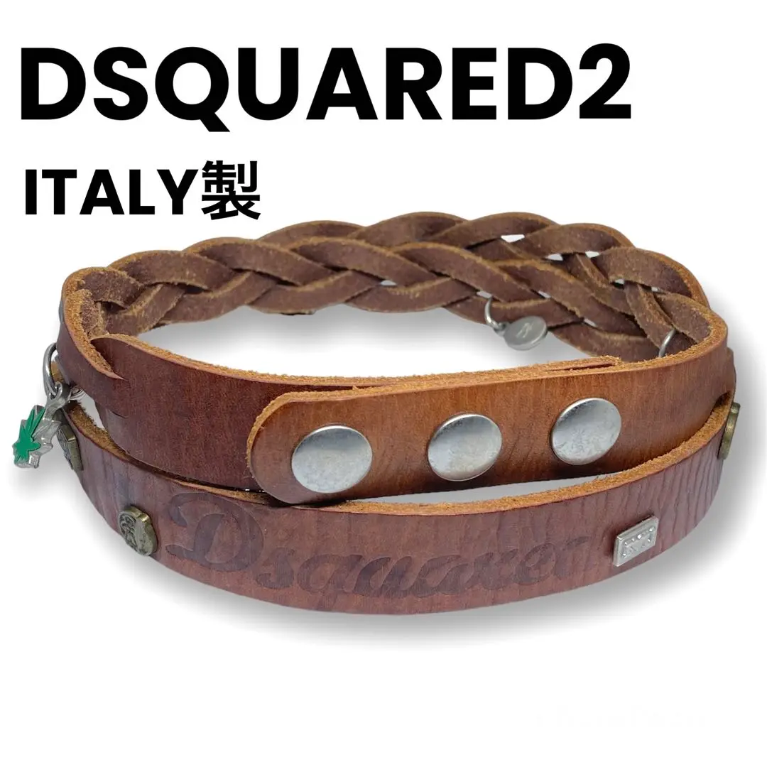 Dsquared2 レザー ベルト M ブラウン Dsquared 2 Men's “TOP 🍌” Brown Leather Belt Size: 30”-36