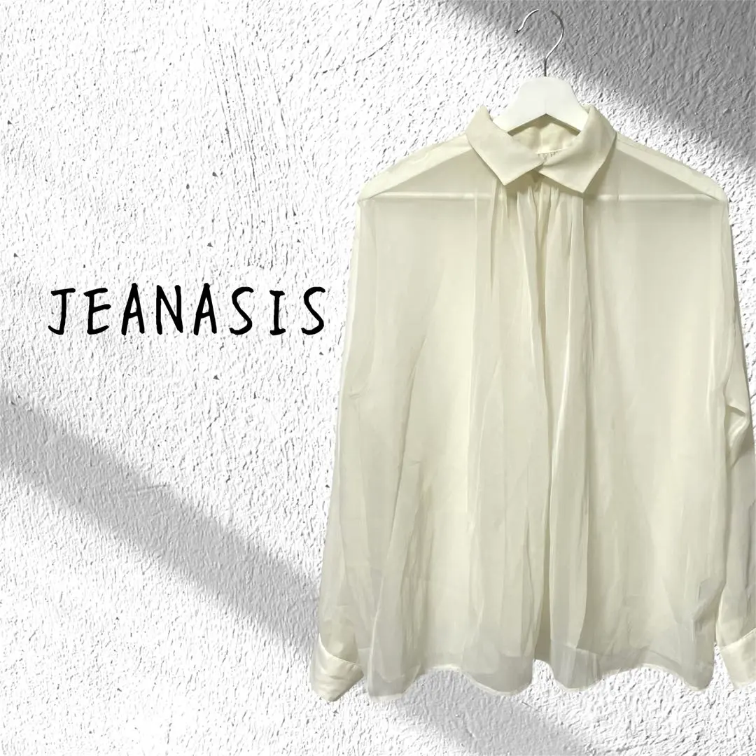 Thumbnail of JEANASIS Sheer Collared Long Sleeve Shirt, See-through, White
