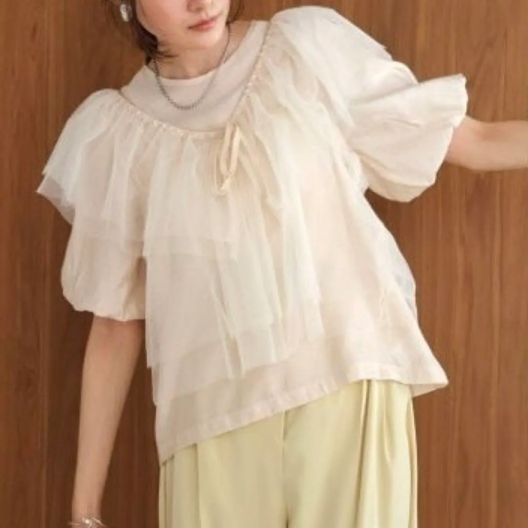 Thumbnail of ✨New with Tags✨ Bab Tulle Bustier + Volume Sleeve Blouse SET M
