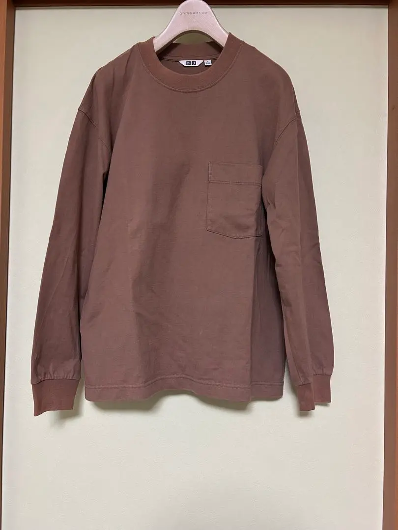 Thumbnail of UNIQLO Brown Long Sleeve Cut and Sewn Shirt with Pocket, Size S