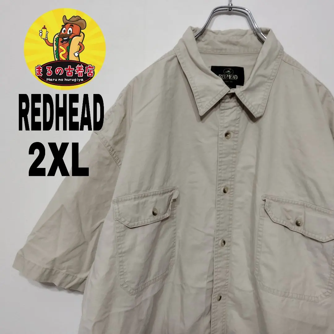 Thumbnail of USA Vintage REDHEAD Short Sleeve Button-Up Shirt 2XL Off-White