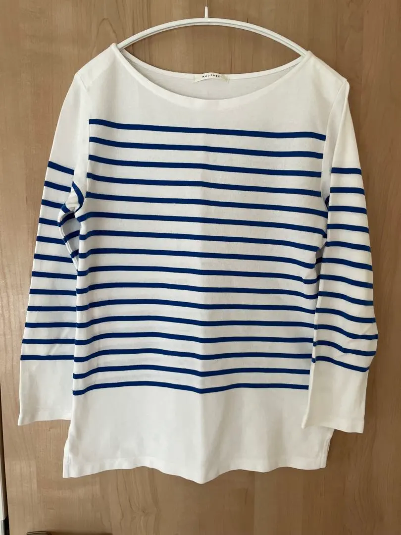 Thumbnail of MACPHEE Cotton Border Cut-and-Sewn Top Long Sleeve White x Blue M