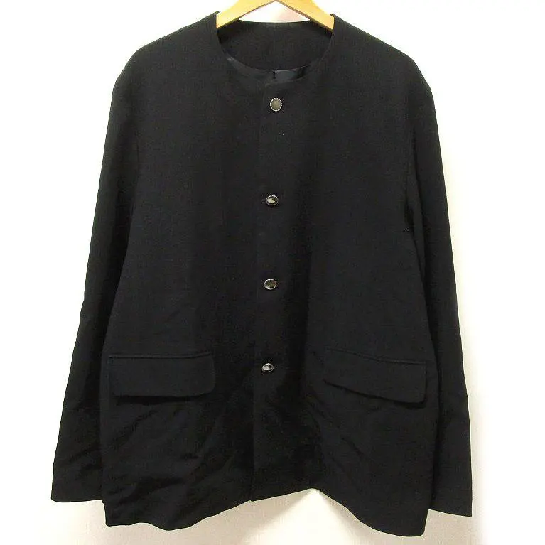 ジャケット・アウター URU / NO COLLAR JACKET URU / ウル | WOOL TROPICAL / NO COLLAR JACKET - Black | 通販