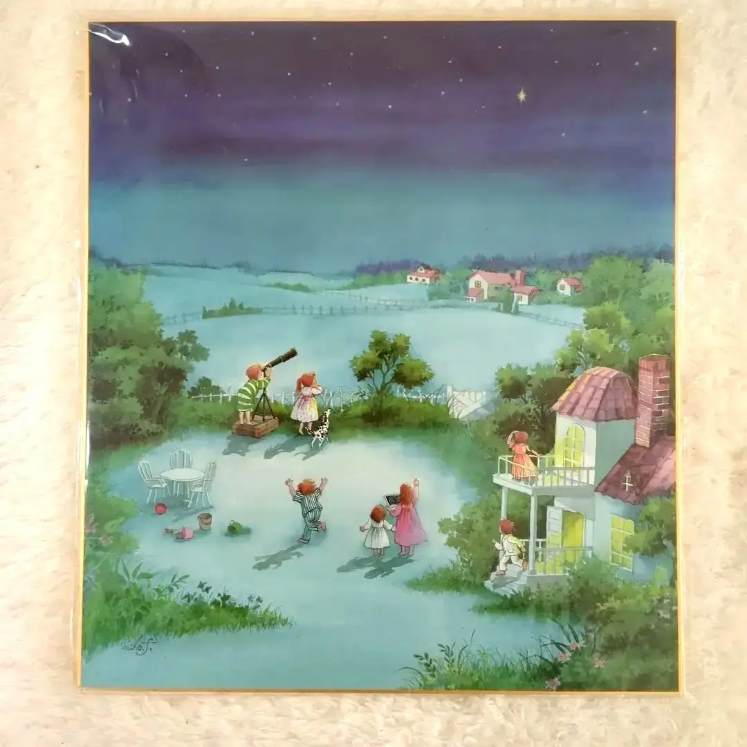 藤田三歩 「メルヘンの詩」夕べの絵日記 色紙絵 木製額装 2025年最新】藤田三歩 色紙の人気アイテム - メルカリ