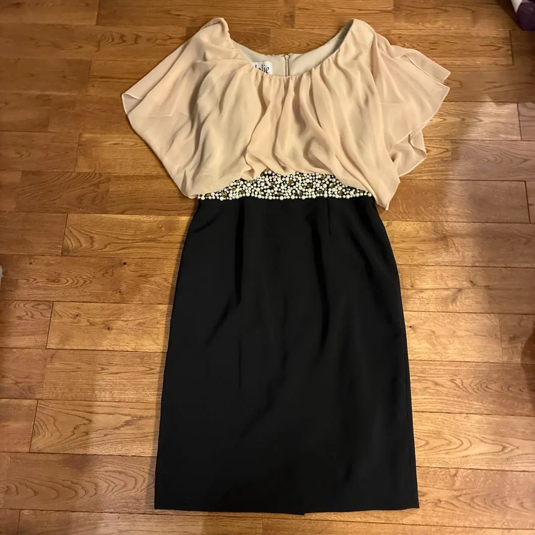 Thumbnail of Elegant party dress, black and beige, with jewels