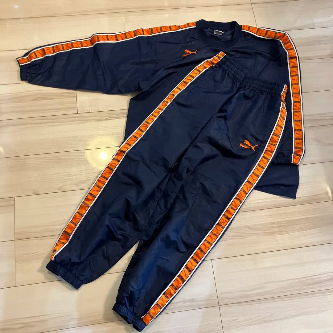 Thumbnail of PUMA Windbreaker Set (Top and Bottom) - Navy/Orange, XO Size, Embroidered Logo
