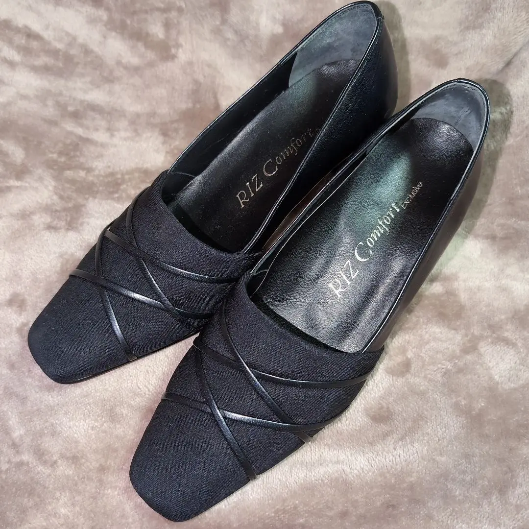 Riz Comfort　黒 パンプス 24.5 EEE リズ コンフォート Riz Comfort リズコンフォート パンプス