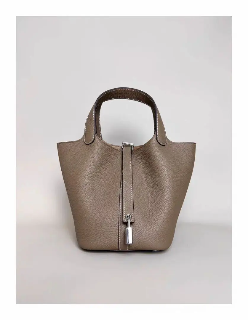 女士高級牛皮手提包真皮 的縮圖