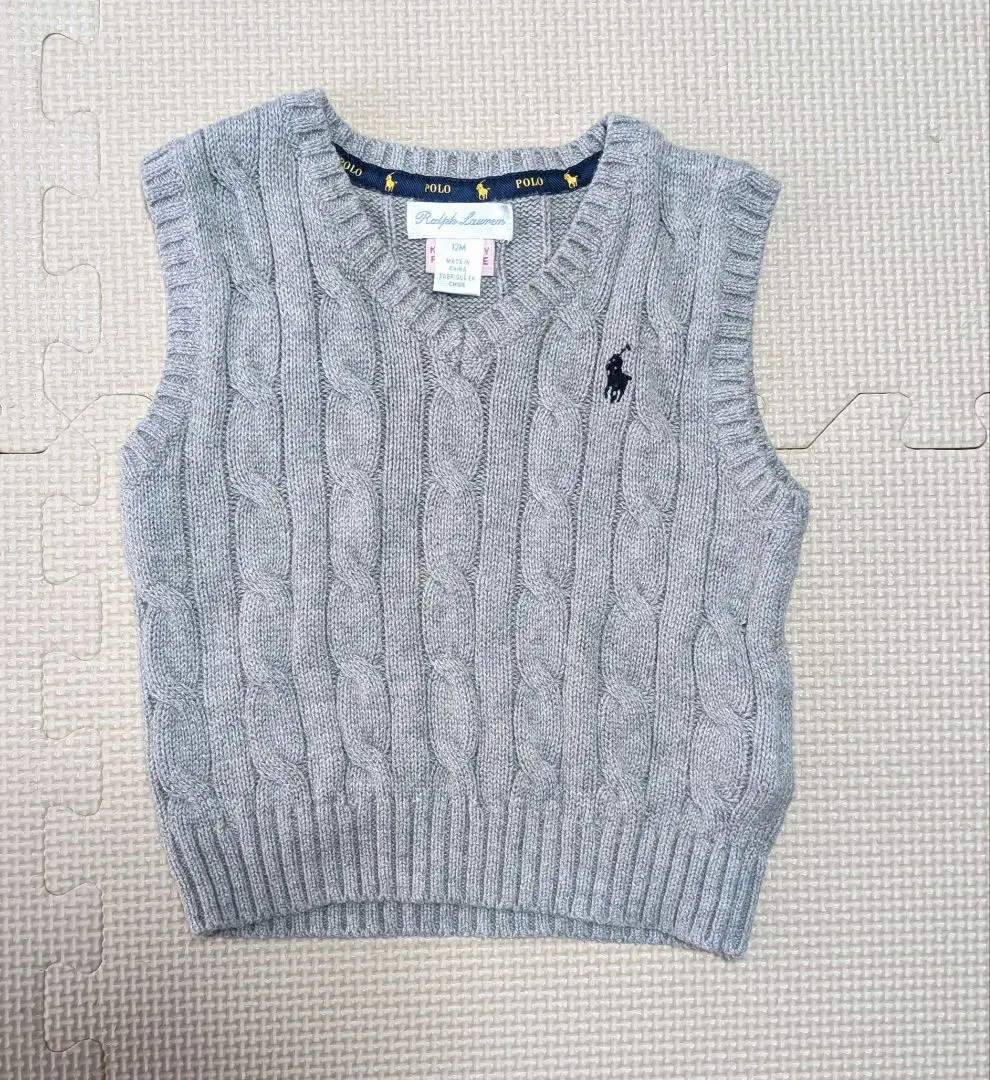 Thumbnail of Ralph Lauren Cable Knit Vest Gray 12M 80 90