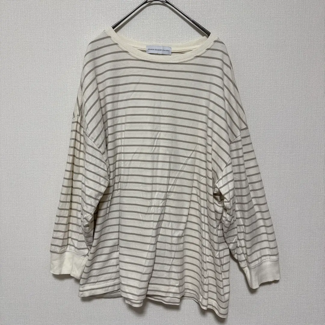 Thumbnail of SEASON REASON by Lin&Red striped cut-and-sew top, size L