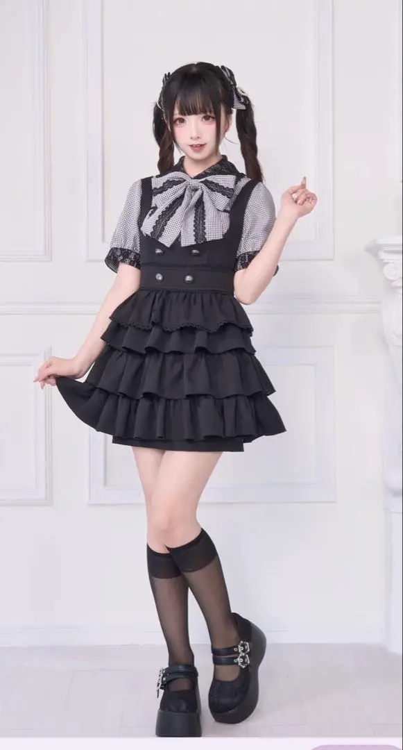Thumbnail of NoGenki 2-way overall skirt, black, size M