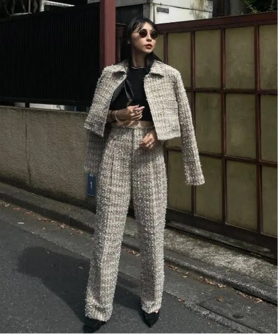 スーツ・フォーマル・ドレス Ameri Vintage Heart jacket pants 未使用品】 Ameri VINTAGE シアーチュールトップス付きブラック