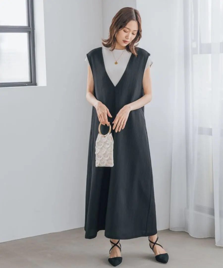 Thumbnail of GLOBAL WORK Easy Care Back Ribbon Sleeveless Dress