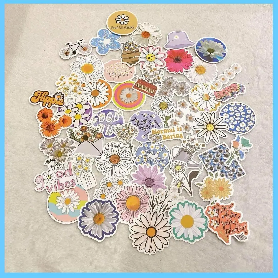 Thumbnail of 50 Daisy Flower Stickers Waterproof and Water-Resistant Seal Assortment