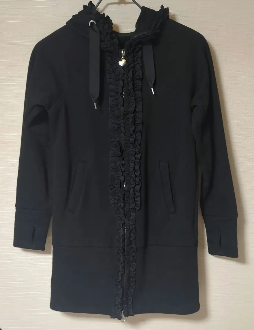 Thumbnail of And Love Frilled Black Long Hoodie