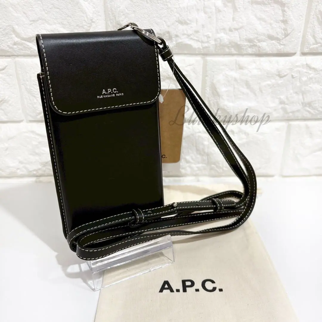 【お値下げ】アーペーセー　スマホショルダー A.P.C. アーペーセー スマホショルダー スマホバッグ ロゴ 本革