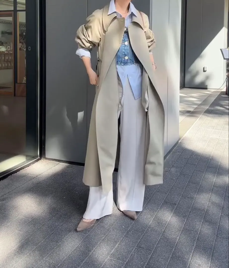 Thumbnail of ＊Excellent Condition＊ NOBLE Glow Twill Asymmetry Collar Trench Coat - Noble