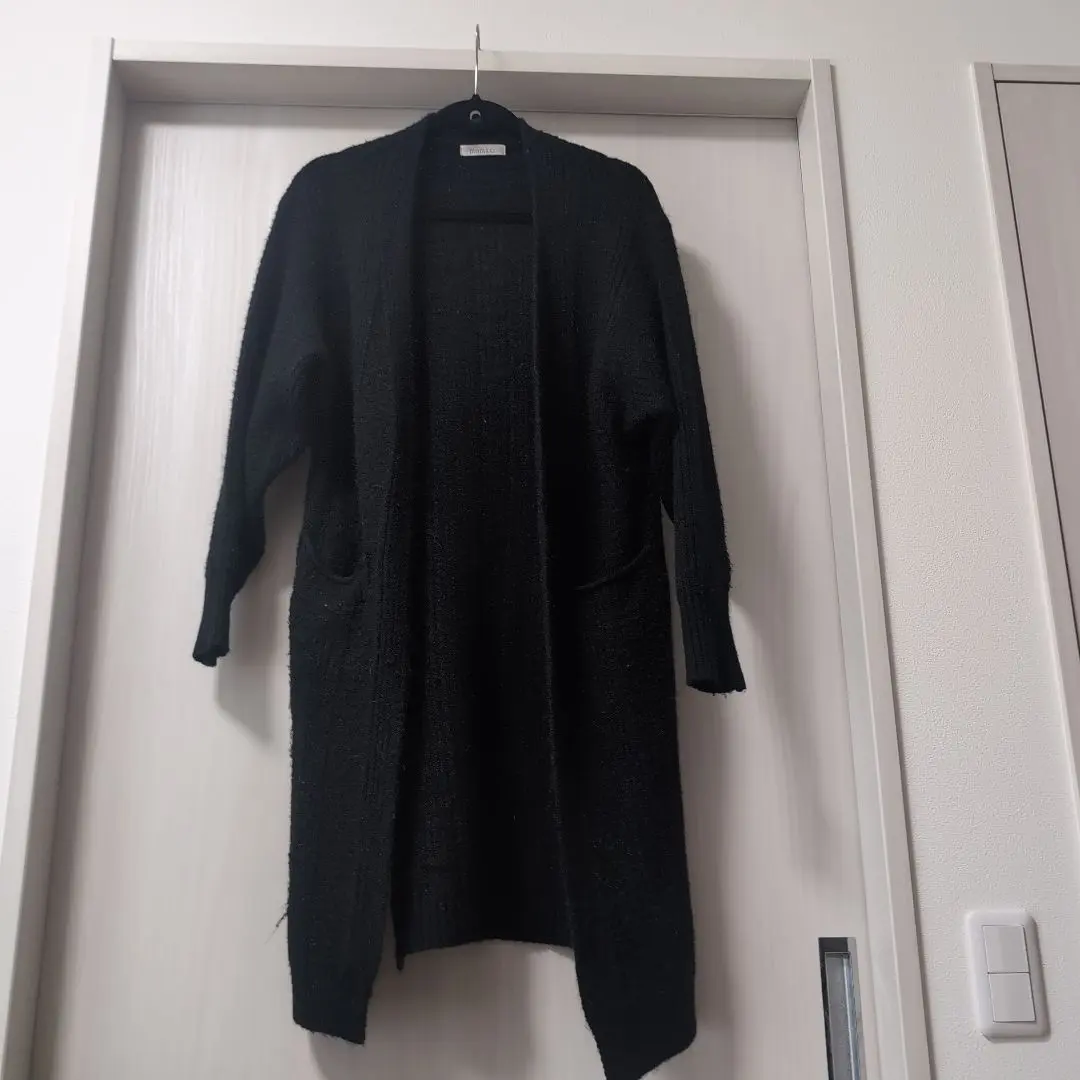 Thumbnail of Korean-made black knit long cardigan