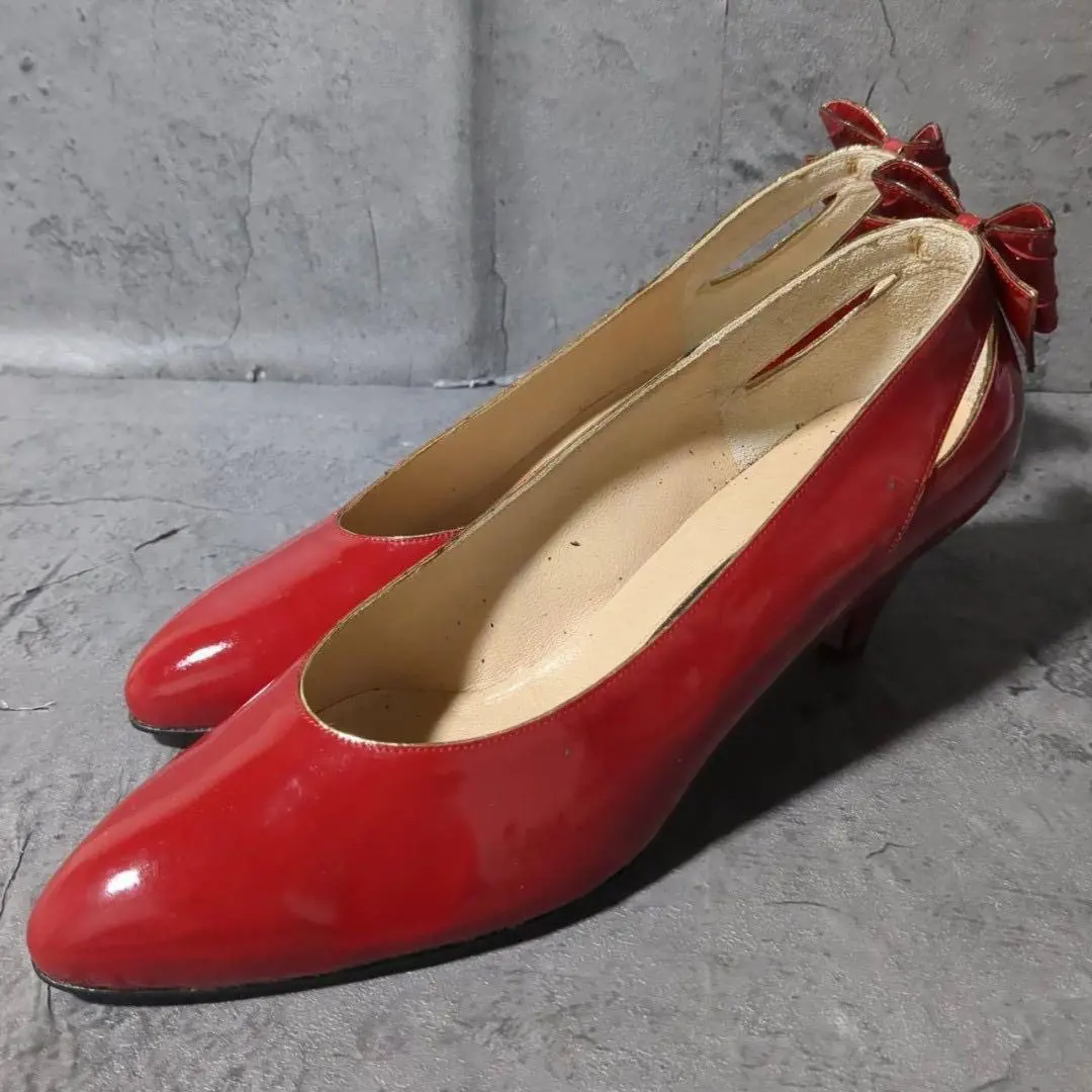 【BOUTQUE OSAKI】(23) 蝴蝶結 紅色 橢圓鞋頭 高跟鞋 的縮圖