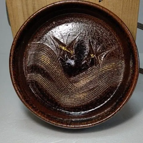 鳥文大皿　(加藤 釥 作) 鳥文大皿 (加藤 釥 作)