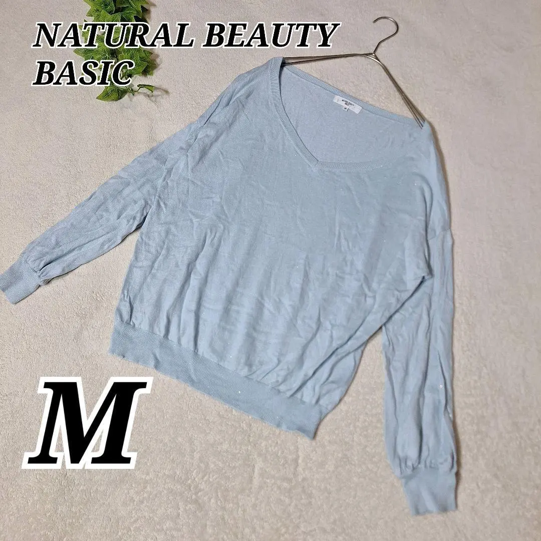 NATURAL BEAUTY BASIC 針織衫 閃光 V領 毛衣 長袖 的縮圖