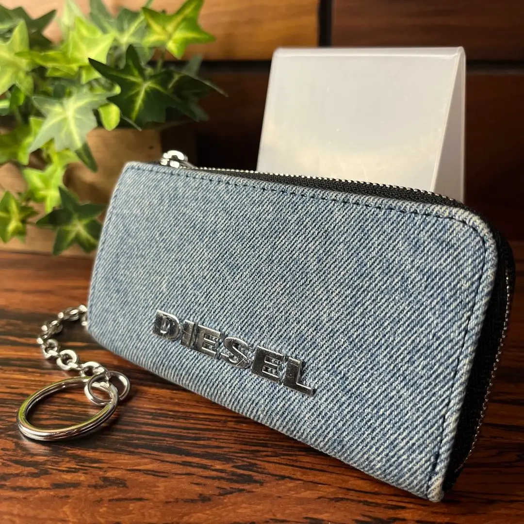 DLESEL デニム生地　キーケース DIESEL（ディーゼル）】デニム生地 ボーダー柄 キーケース