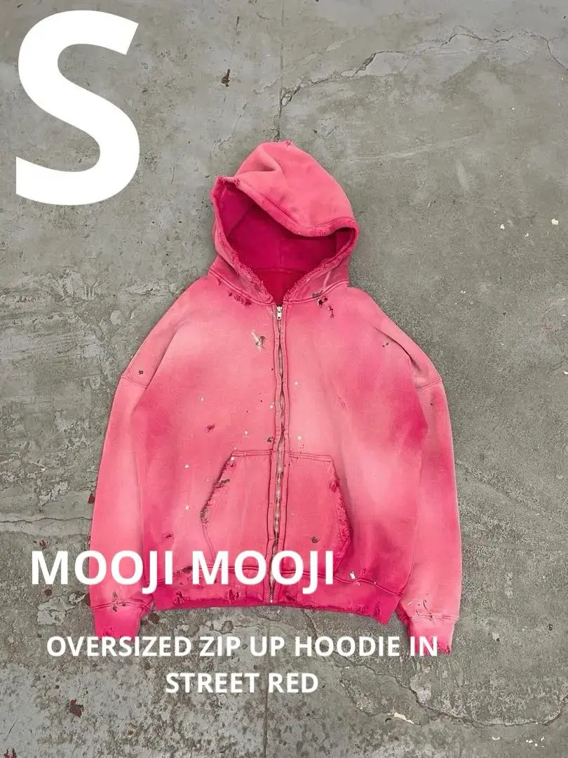 Mooji Mooji Zip Up フーディ Aged RED OVERSIZED ZIP UP HOODIE / AGED RED — MOOJIMOOJI
