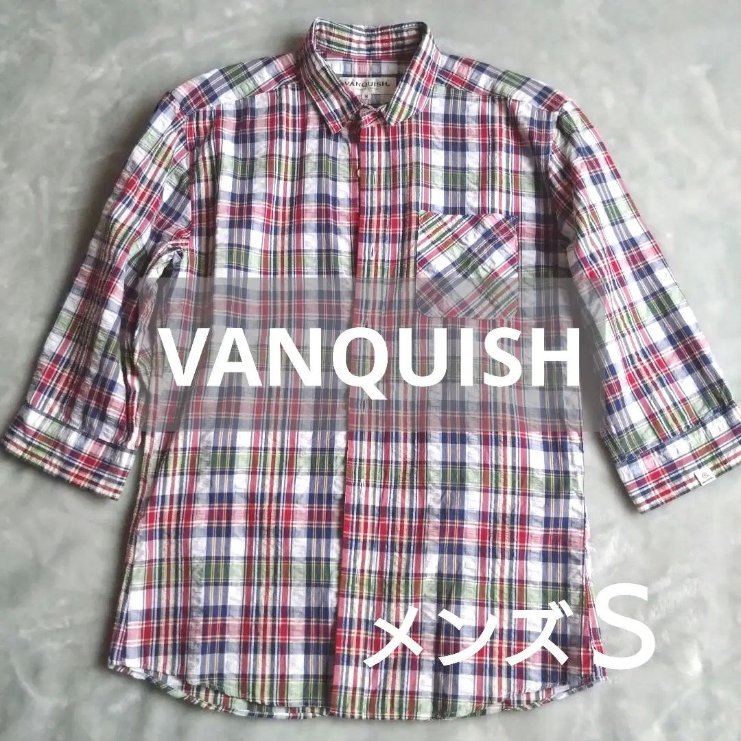 VANQUISH 男士 格紋襯衫 七分袖 薄款 日本製 的縮圖
