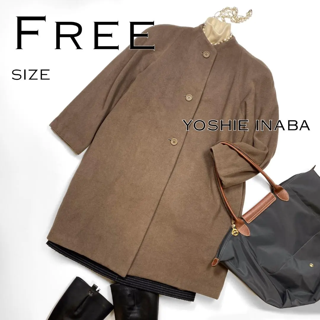 ヨシエイナバ　アニオナ　AGNONA　ウール　ミドル　コート　極暖　日本製 ヨシエイナバアニオナAGNONAウールミドルコート極暖日本製