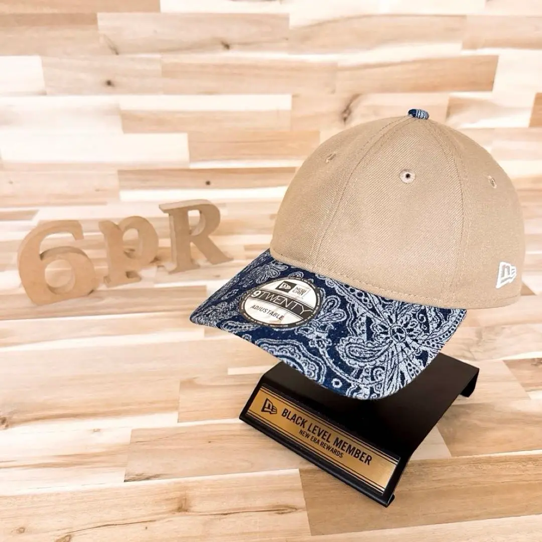 極罕/美品【New Era】佩斯利丹寧帽簷帽 米色×紺色 的縮圖
