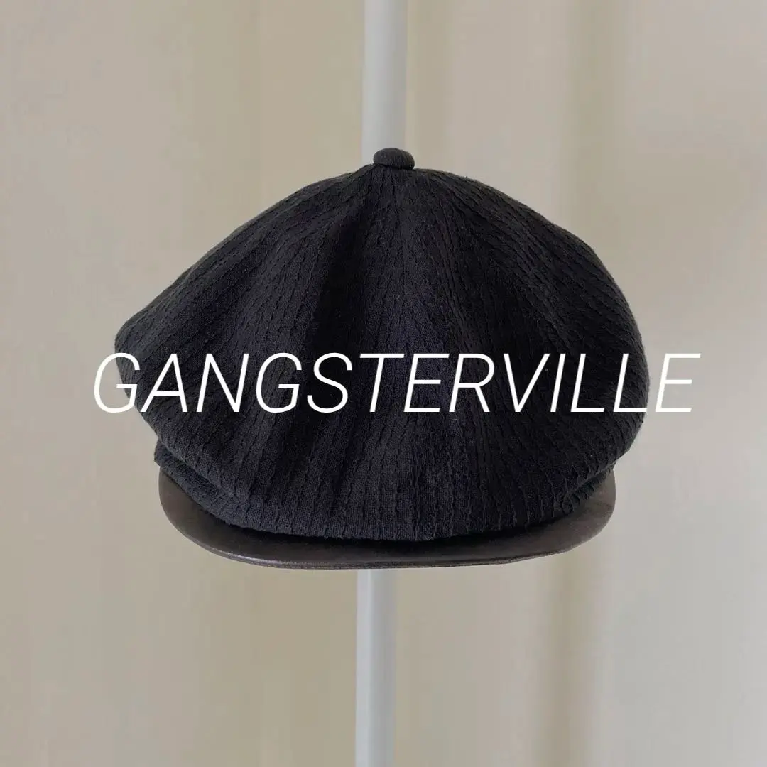 良品 GANGSTERVILLE レザーキャスケット ブラック L カウハイド GANGSTERVILLE レザー・キャスケット / BLACK / カウハイド 2025