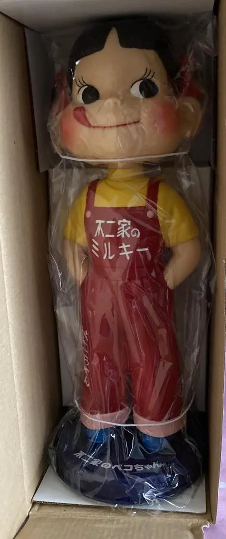 不二家 卓上ペコちゃん人形（首ふり人形／ブラウン） 【未開封新品】 2008 不二家 卓上ペコちゃん 入園バーション 首ふり 高さ27cm 外