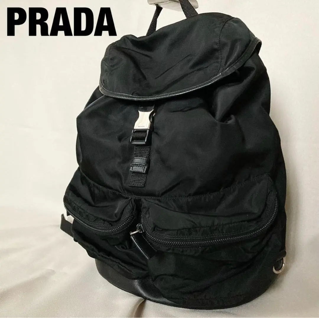 PRADA プラダ バックパック V164 ナイロン レザー ネロ リュック