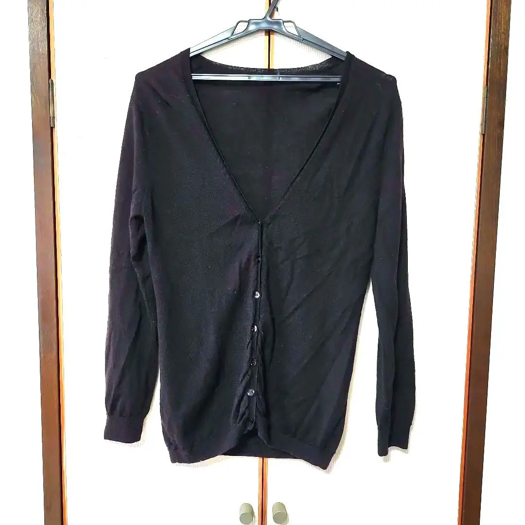 Thumbnail of Wool Black Button-Up Long Sleeve Cardigan