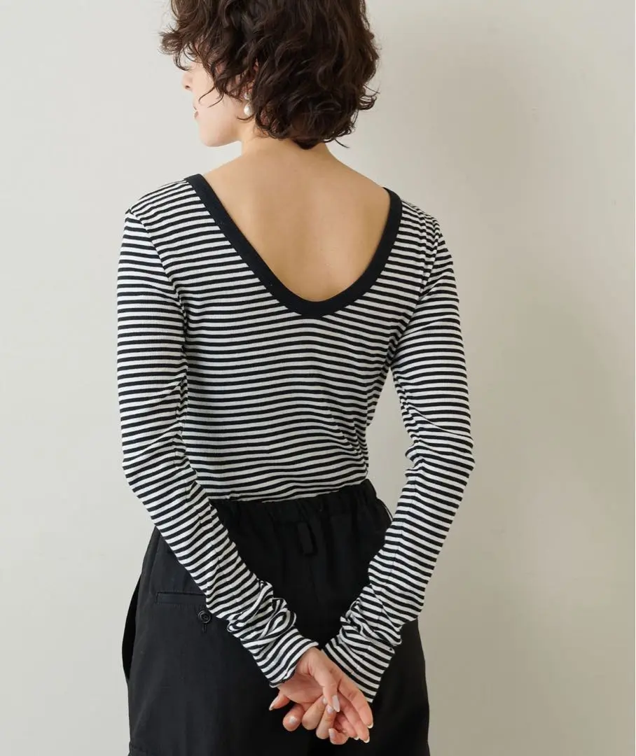 aLORS paris ボーダーカットソーネイビー×アイボリー アローパリ
