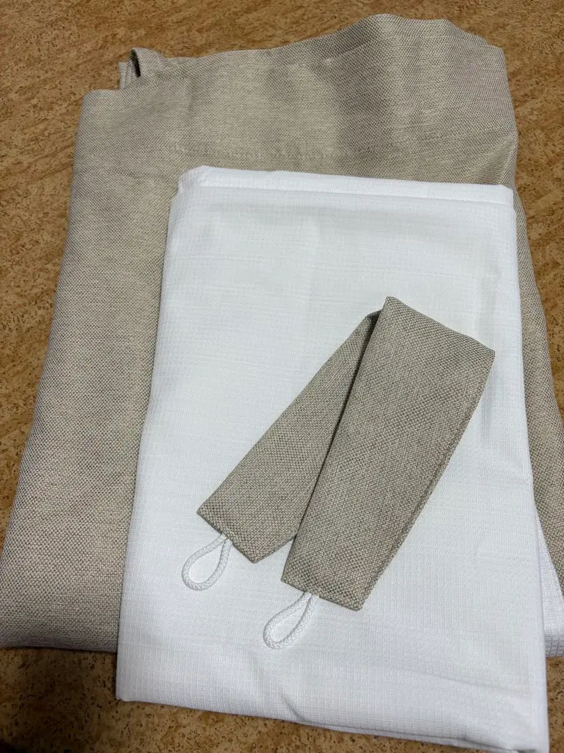 Thumbnail of NITORI Polyester Curtains, White/Beige