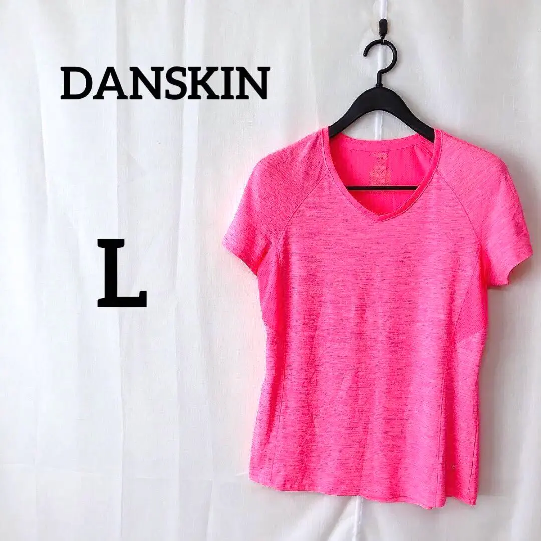 DANSKIN NOW【L】上衣 女士T恤 V領 粉色 的縮圖
