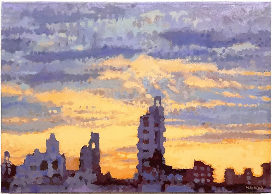 小王自由様向け 270 油絵/風景/街景/東京/荒川/土手より/P15号