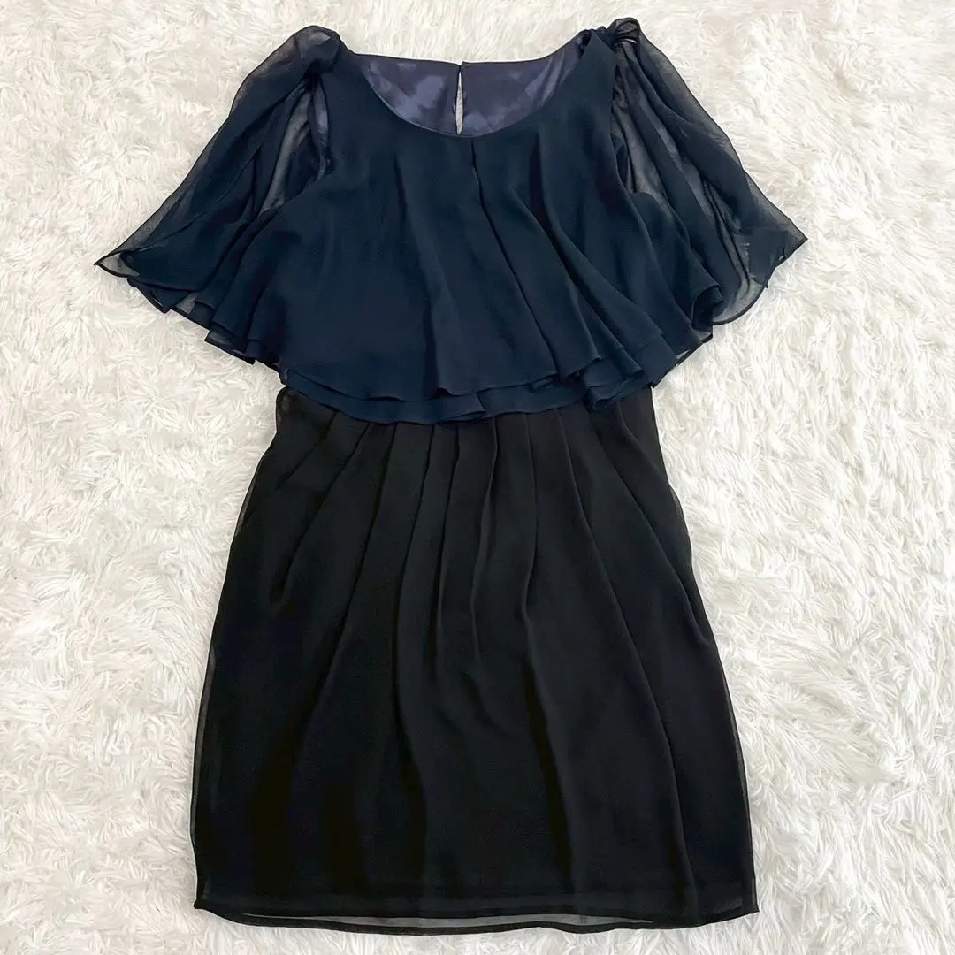 Thumbnail of Party Dress Formal Pleated Flare M Black Navy Elegant Chic