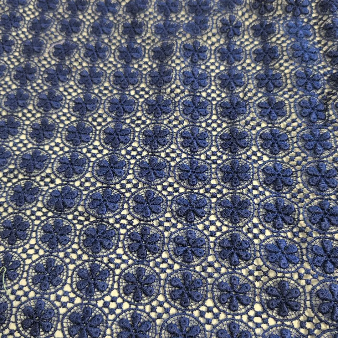 Thumbnail of Lace fabric, small floral pattern, navy blue tones