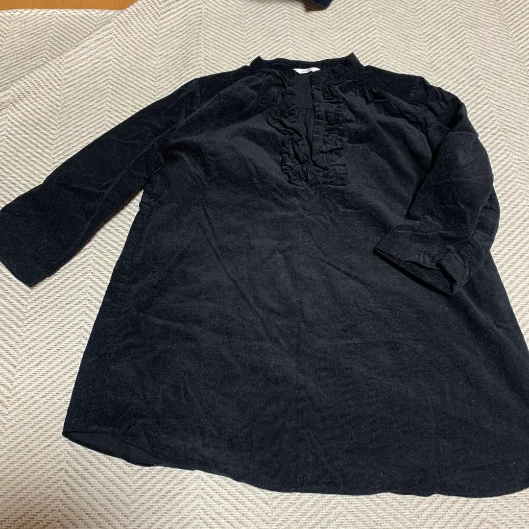 Thumbnail of NÎMES Navy Ruffled Shirt, Short Sleeves