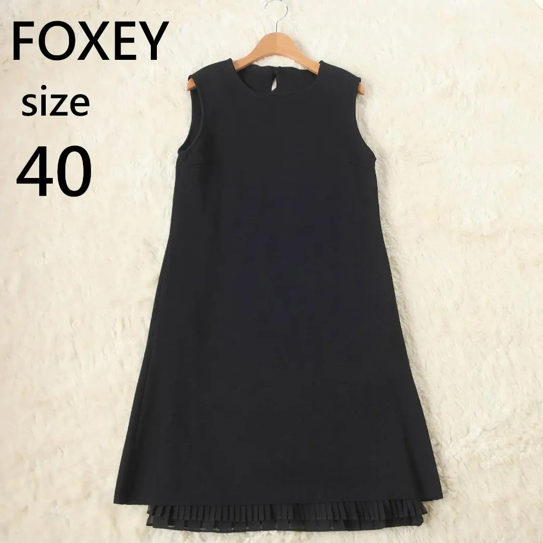 【美品】フォクシー レイヤードワンピースドレス リネンキャンドル ベージュ 美品】フォクシー レイヤードワンピースドレス リネンキャンドル