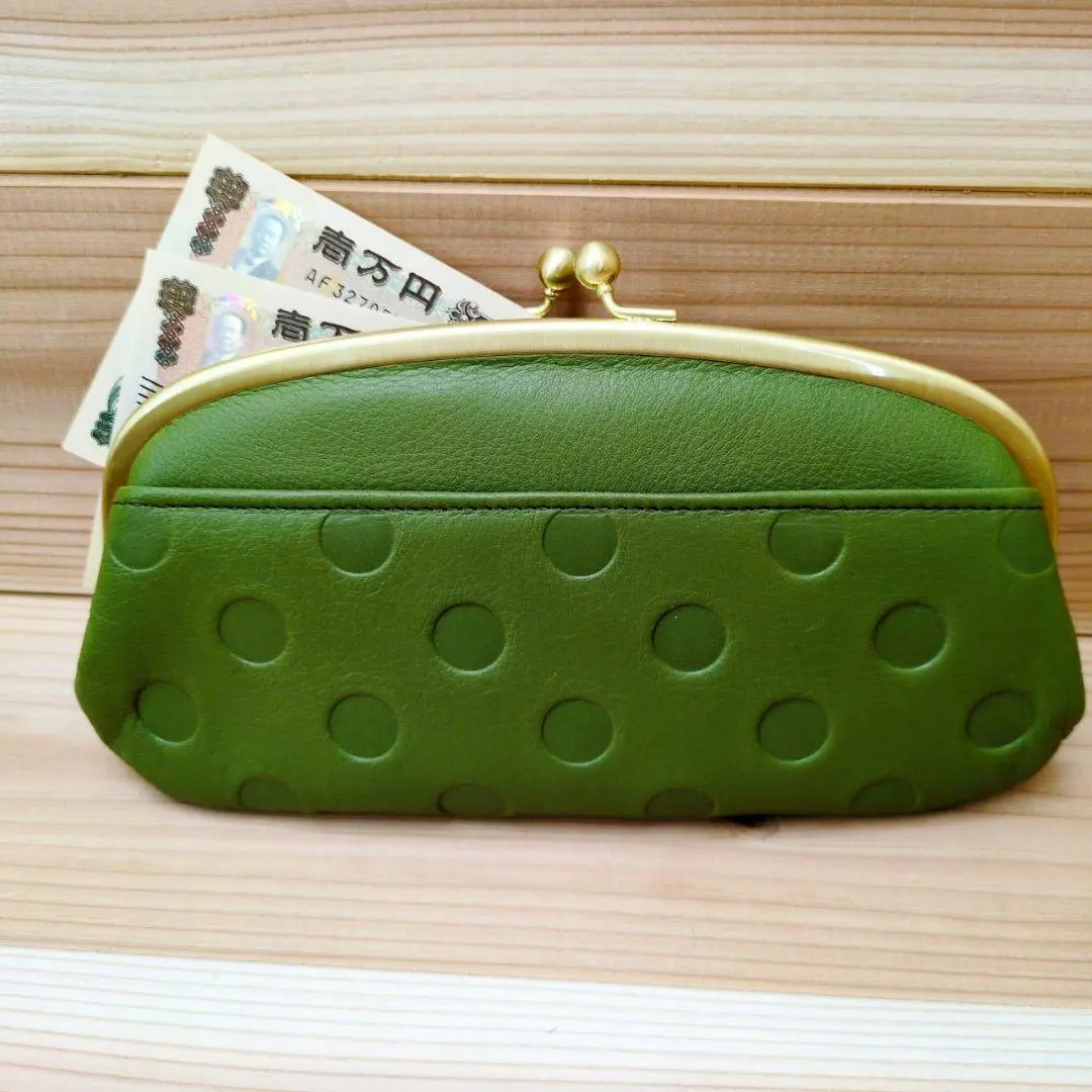 Thumbnail of New Dot Pattern Green Polka Dot Zucchero Gamaguchi (Clasp-Closure) GN Women's Brand