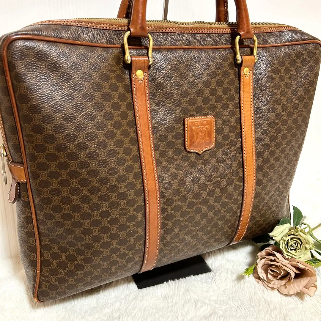 CELINE セリーヌ マカダム柄 ボストンバッグ ブラウン系 JMB12 レディース] ヴィンテージ セリーヌ マカダム柄 ミニボストン
