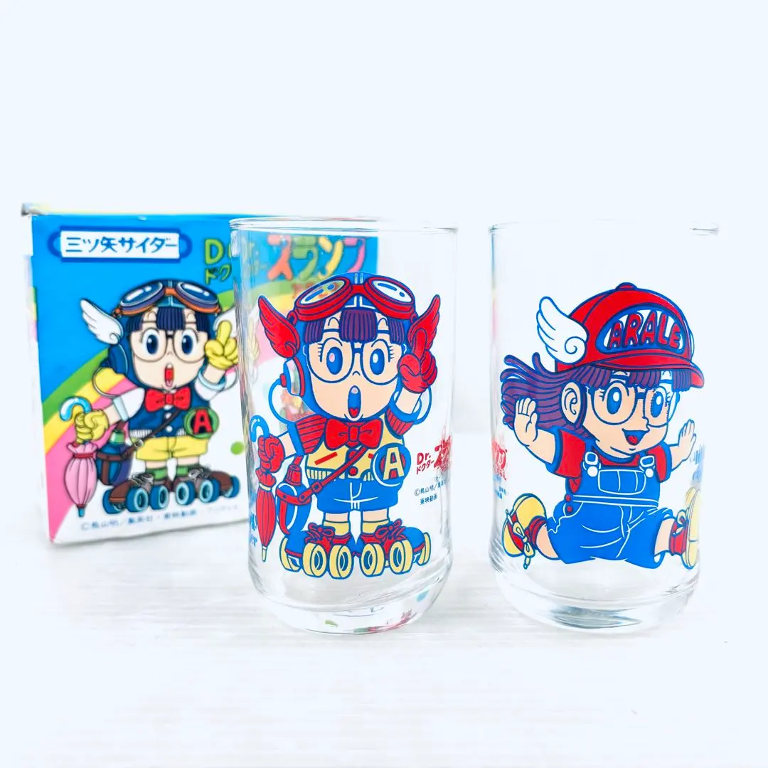 Thumbnail of Retro: Dr. Slump Arale-chan Glass Set of 2 - Mitsuya Cider - Not for Sale