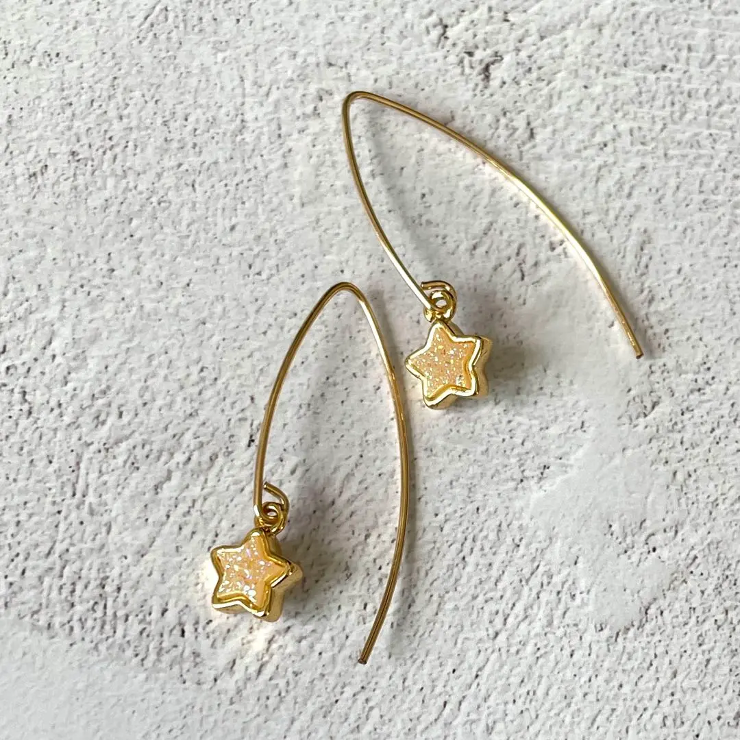 Thumbnail of 881.14kgf made / Druzy Arcade Star Hook Earrings