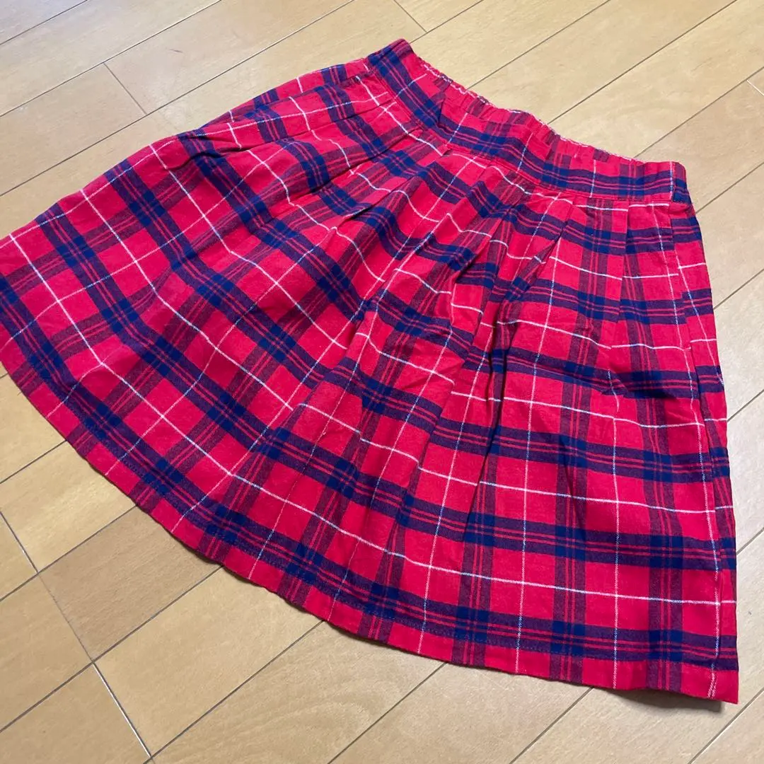 Thumbnail of WEGO Brownie Red and Blue Check Flare Skirt Size Free