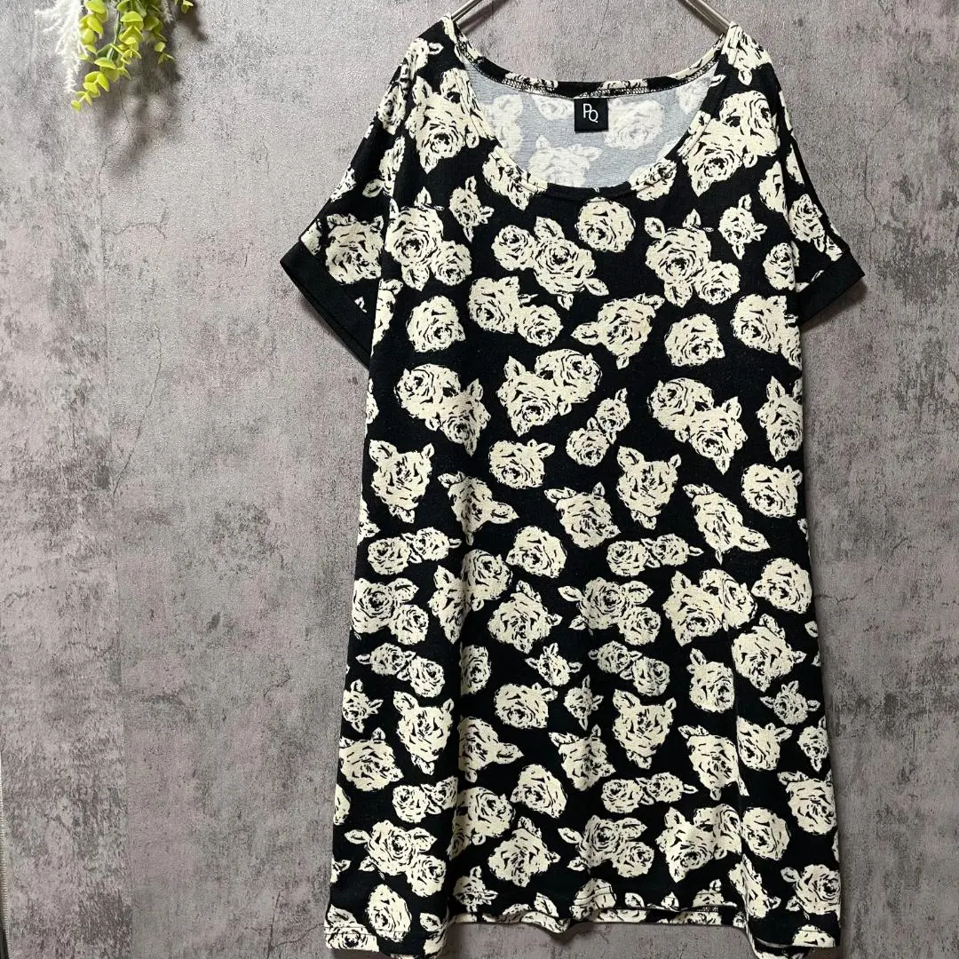 Thumbnail of PQ Patterned Short Sleeve Tunic Knit Top Rose Retro Adult Casual M