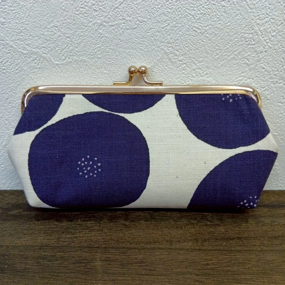 Thumbnail of ☆ Anpan Pattern Navy Blue Kiss-lock Pen Case Handmade ♡
