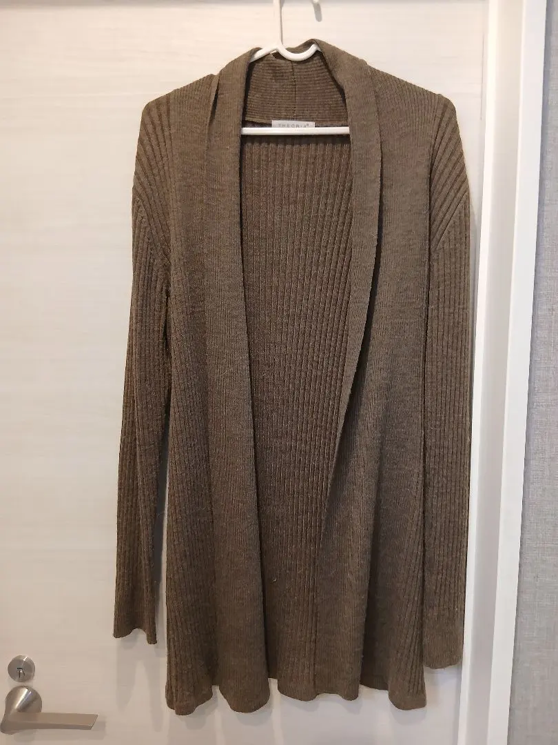 Thumbnail of Brown Ribbed Knit Cardigan Long Sleeve